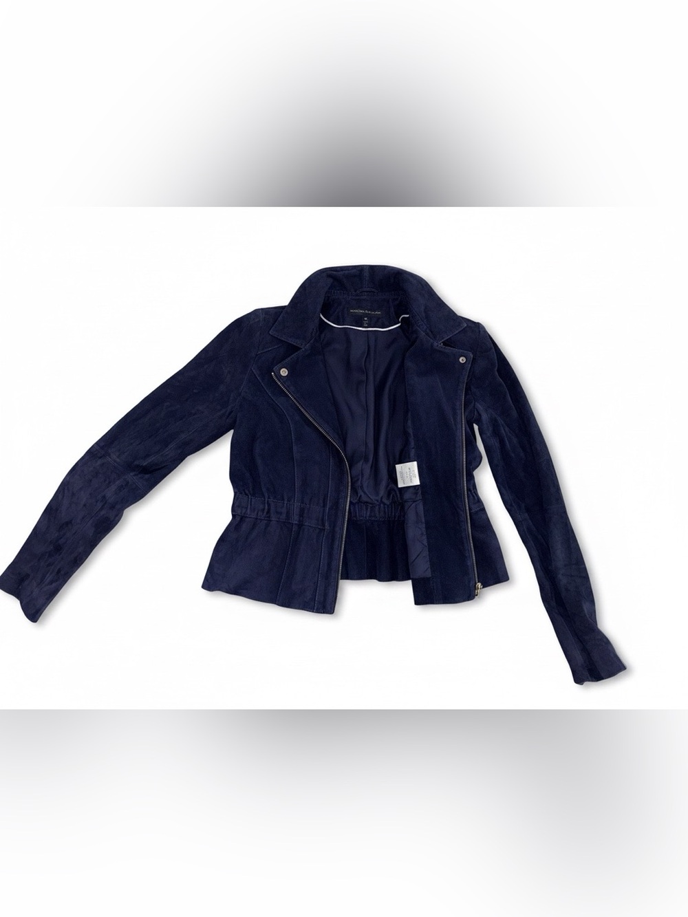 White House Black Market Women’s Navy Suede Zip-Front Jacket